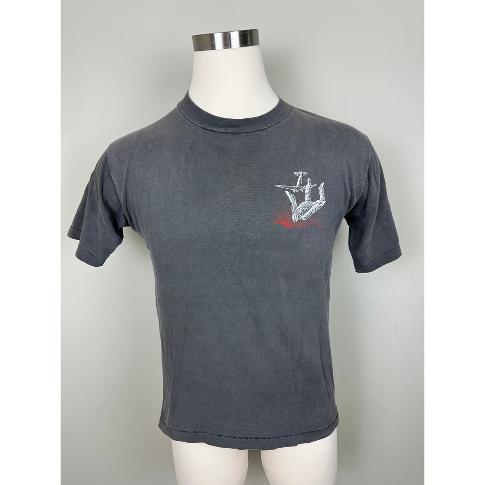 Vintage 80s‎ Airplane Graphic T Shirt Mens Gray Single Stitch Aviation Tee USA